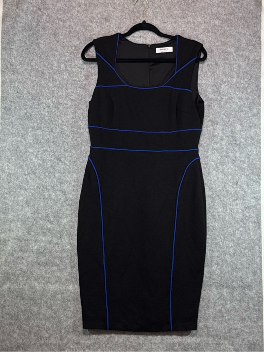 Bailey 44 Sheath Pencil Dress - Womens L - Black Blue Piping Office Business